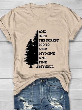 Tree and Letter Print T-shirt