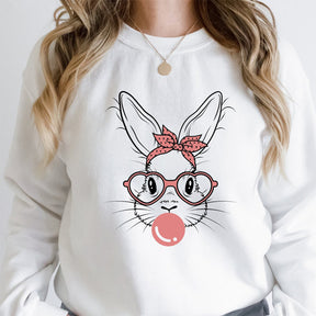 Easter Day Bunny with Leopard Glasses Sweatshirt