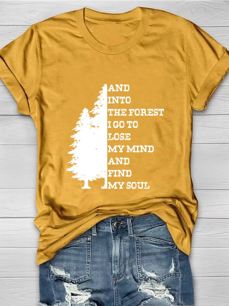 Tree and Letter Print T-shirt