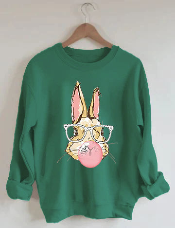 Bunny Blowing Bubble Casual Sweatshirt