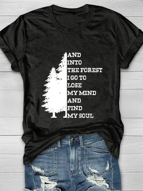 Tree and Letter Print T-shirt