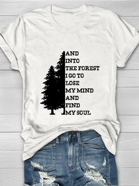 Tree and Letter Print T-shirt