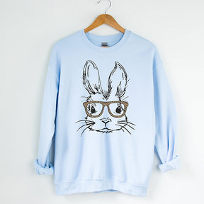 Joyeux lapin de Pâques avec des lunettes léopard Sweatshirt