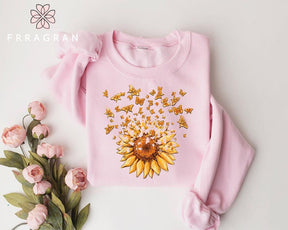 Trendy Sunflower Butterfly Sweatshirt