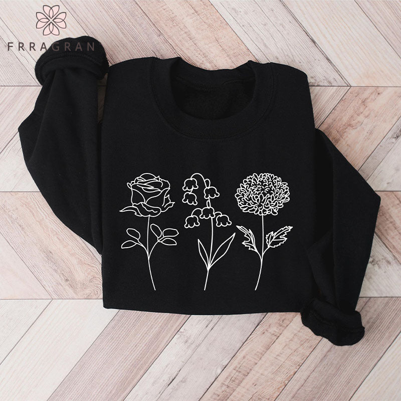 Flowers Print Trendy Sweatshirt