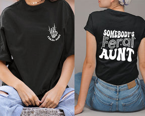 Funny Retro Somebodys Feral Aunt T-shirt