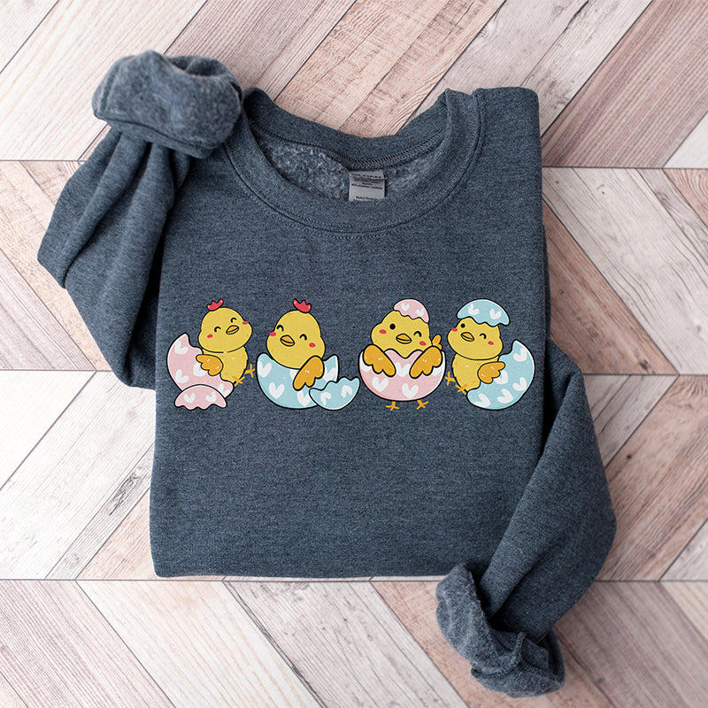 Sweatshirt décontracté à imprimé poussin pour bébé de Pâques