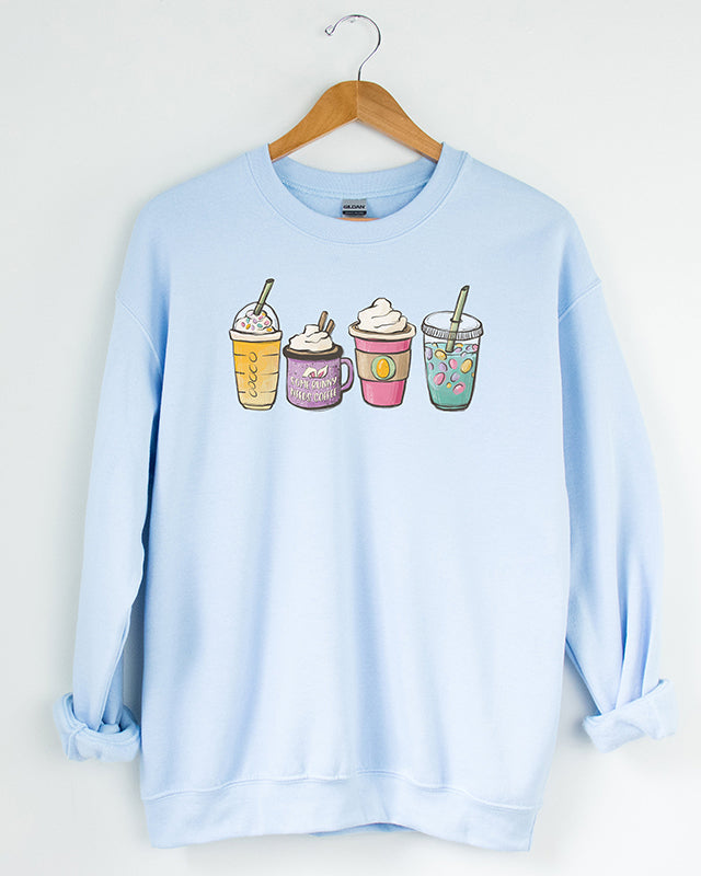 Easter Coffee Bunny Print Casual Sweatshirt