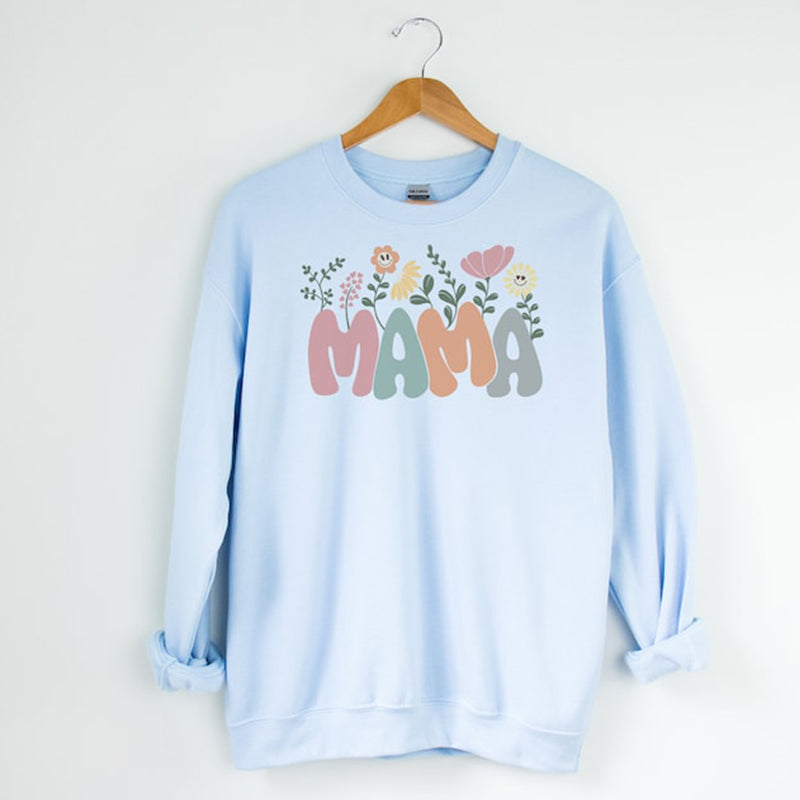 Mother's Day Mama Flowers Print Sweatshirt