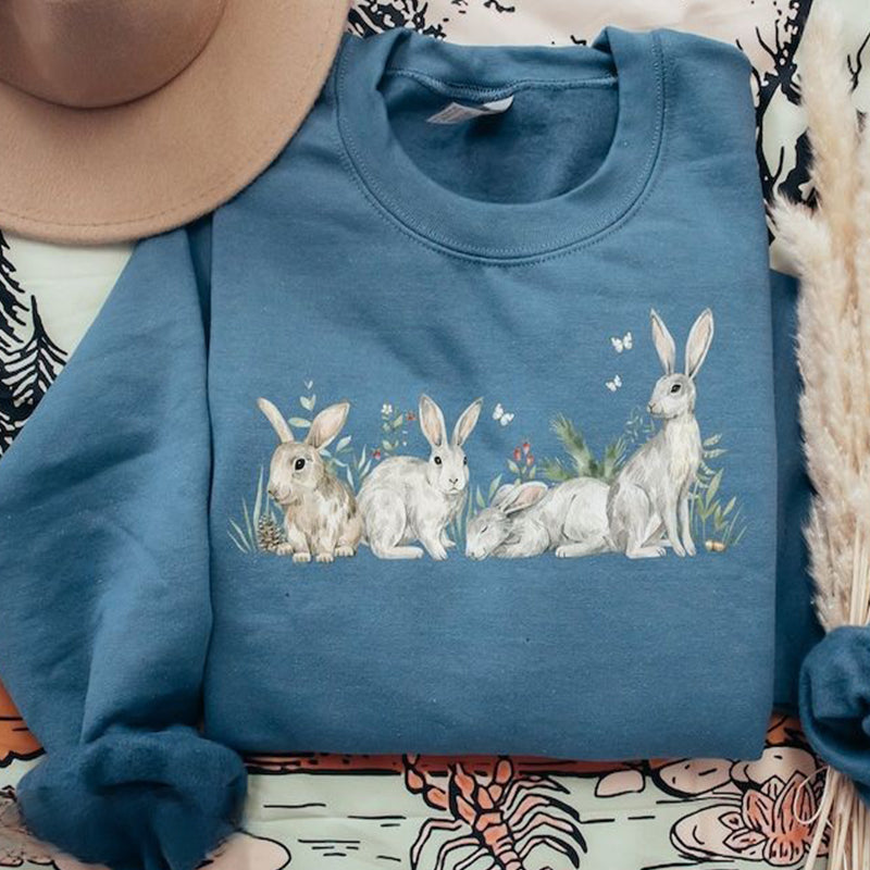 Sweat-shirt décontracté imprimé lapin de Pâques