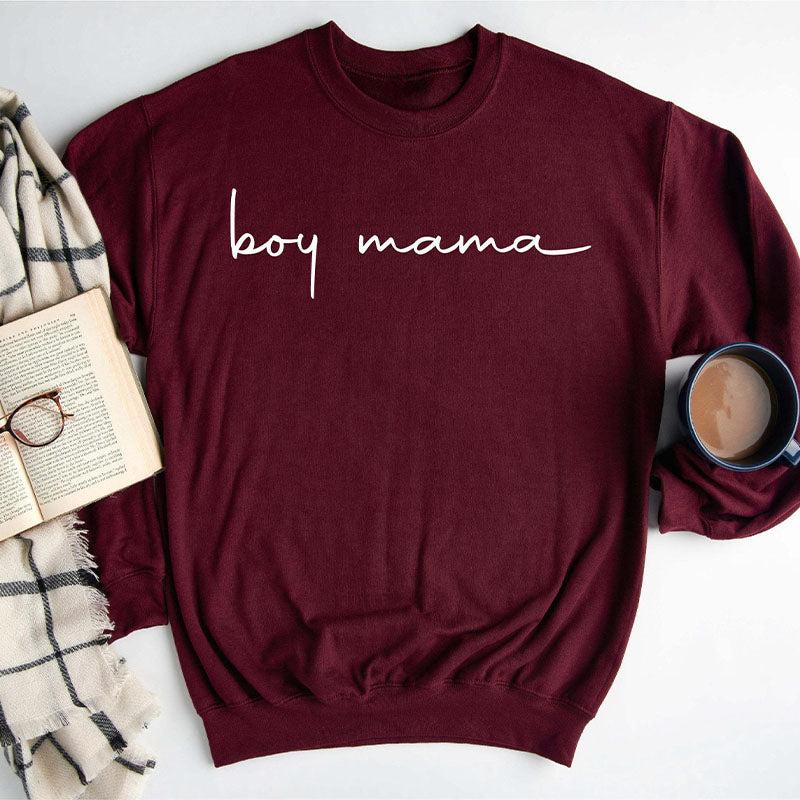 Boy Mama Funny Letter Print Sweatshirt