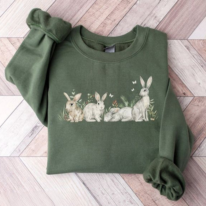 Sweat-shirt décontracté imprimé lapin de Pâques