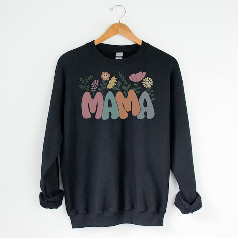 Mother's Day Mama Flowers Print Sweatshirt