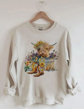 Highland Cow in Metal Tub Sweatshirt