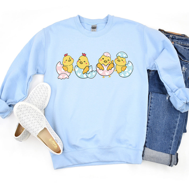 Easter Baby Chick Print Casual Sweatshirt