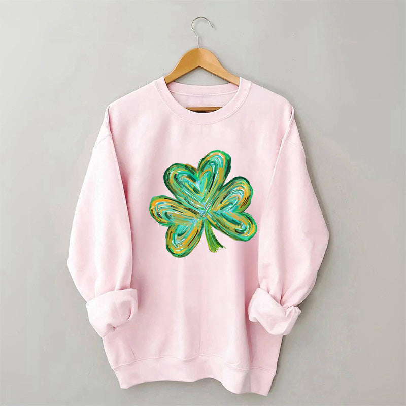 Cute St Patricks Four Leaf Clover Sweatshirt