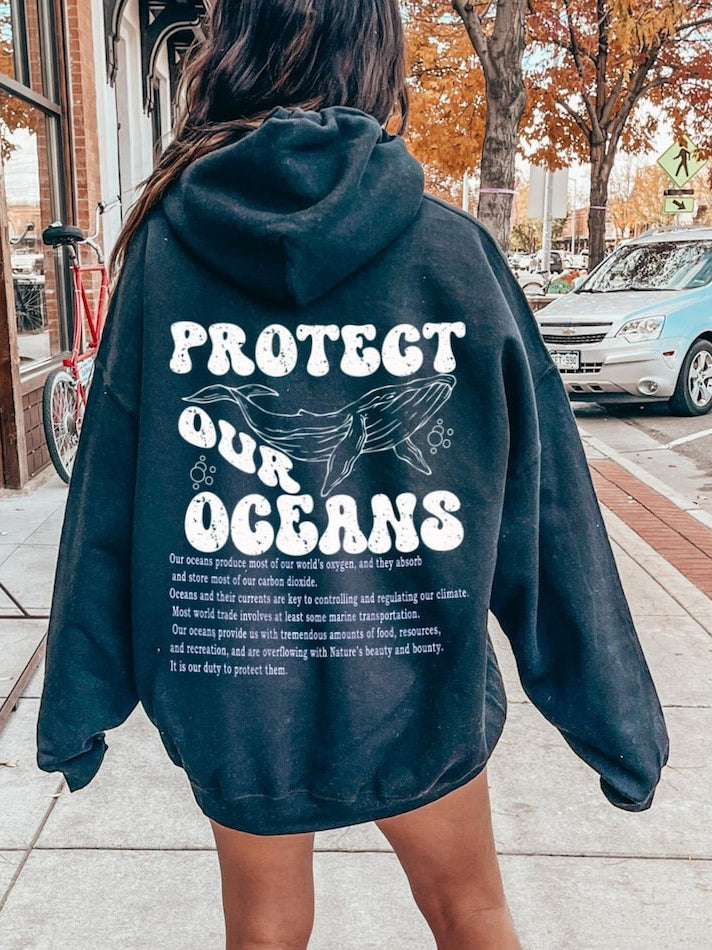 Protect Our Ocean Whale Surfing Hoodie