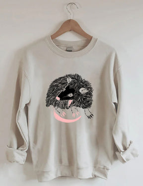 Opossum Print Casual Sweatshirt