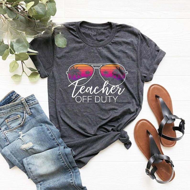 Teacher Off Duty Glasses Print T-shirt