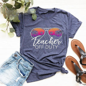 Teacher Off Duty Glasses Print T-shirt