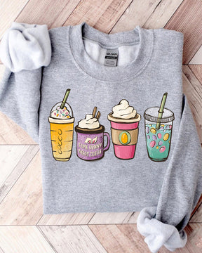 Easter Coffee Bunny Print Casual Sweatshirt