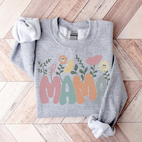 Mother's Day Mama Flowers Print Sweatshirt