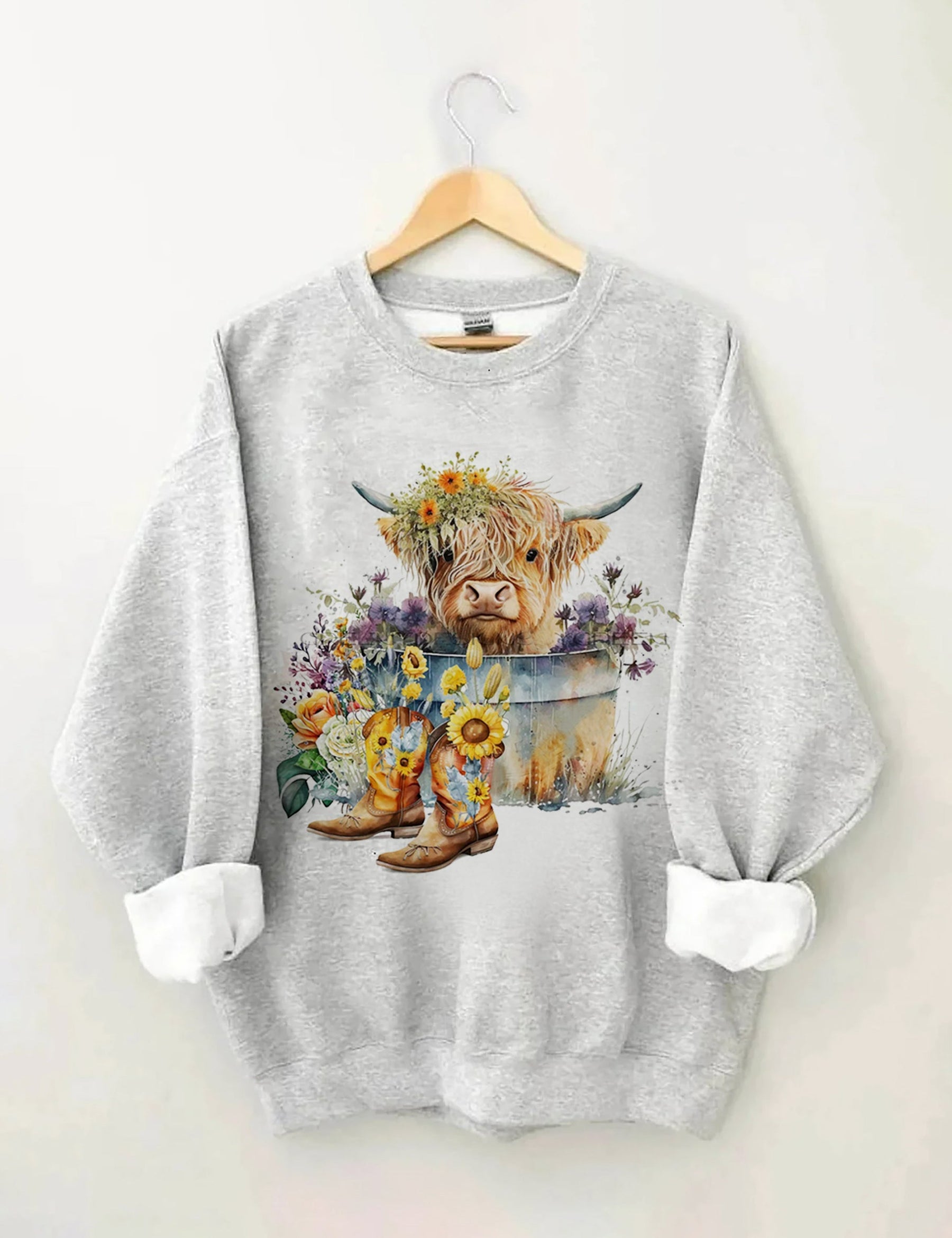 Highland Cow in Metal Tub Sweatshirt