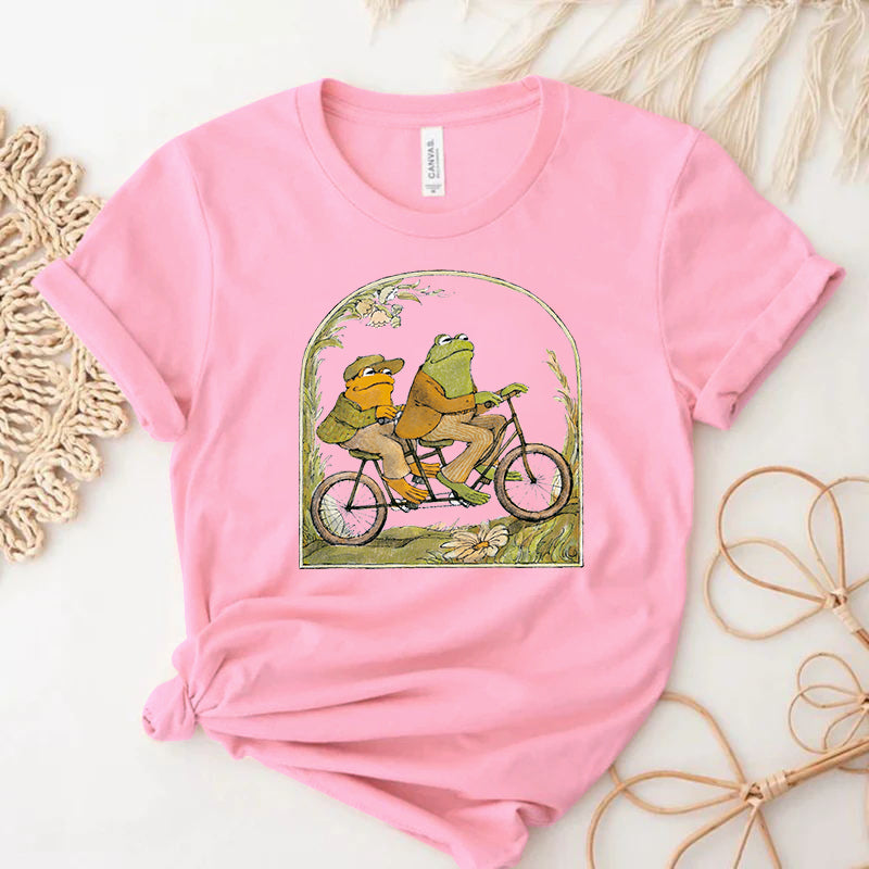 Frog And Toad -Riding Bike T-paita