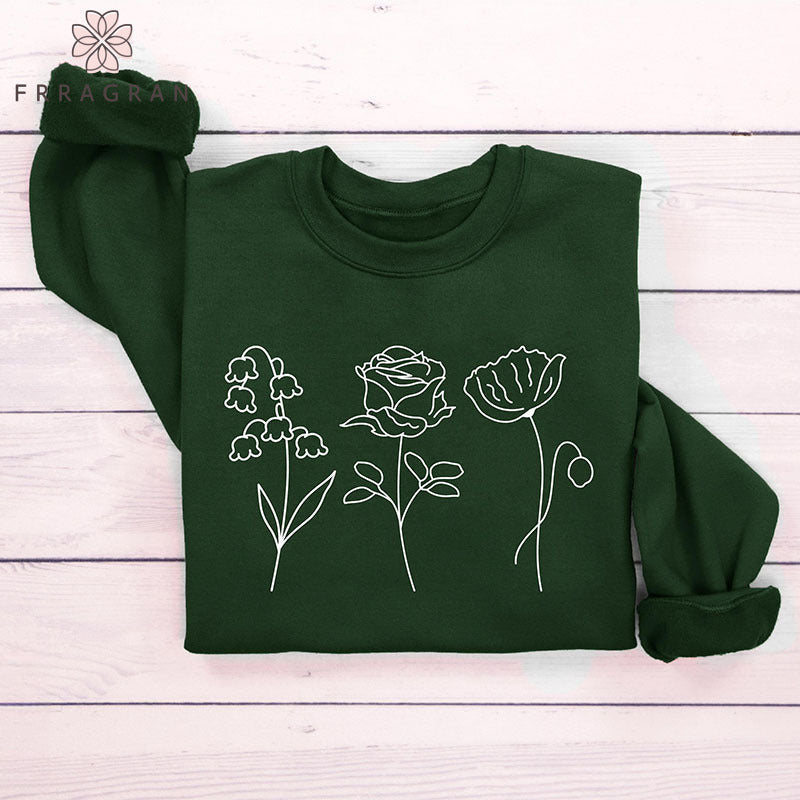 Flowers Print Trendy Sweatshirt