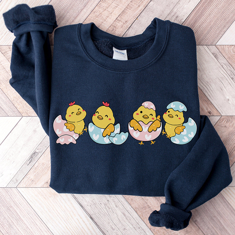 Sweatshirt décontracté à imprimé poussin pour bébé de Pâques