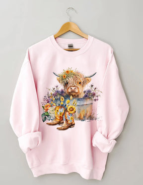 Highland Cow in Metal Tub Sweatshirt