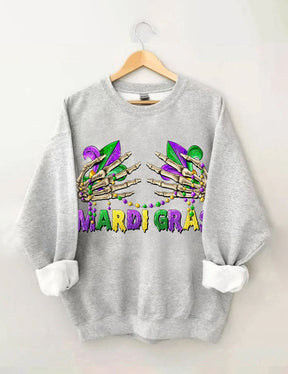 Mardi Gras Skeleton Hands Sweatshirt