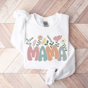 Mother's Day Mama Flowers Print Sweatshirt