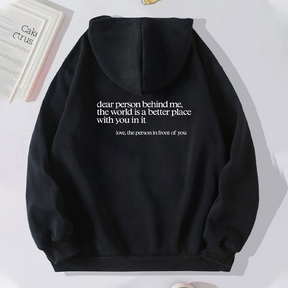 Letter Print Kangaroo Pocket Drawstring Sudadera con capucha