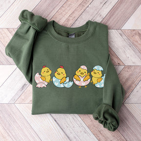 Sweatshirt décontracté à imprimé poussin pour bébé de Pâques