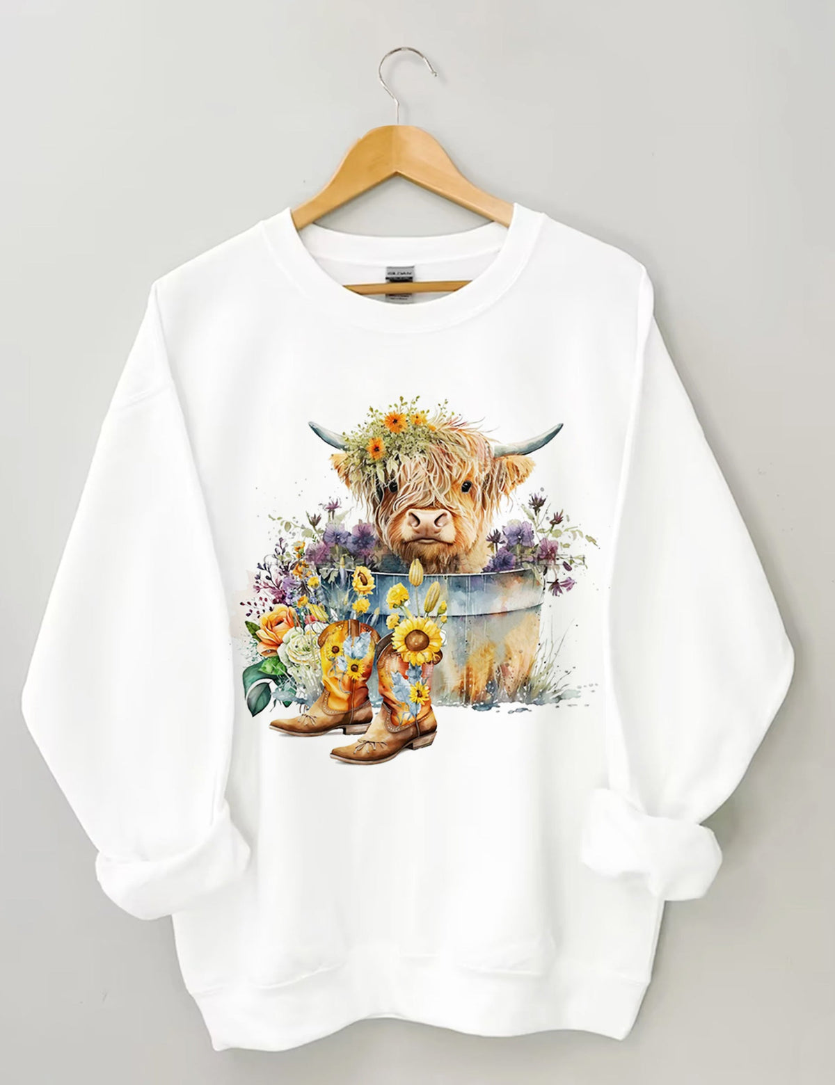 Highland Cow in Metal Tub Sweatshirt