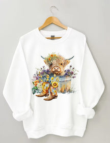 Highland Cow in Metal Tub Sweatshirt