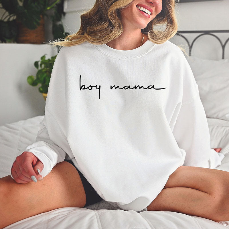 Boy Mama Funny Letter Print Sweatshirt