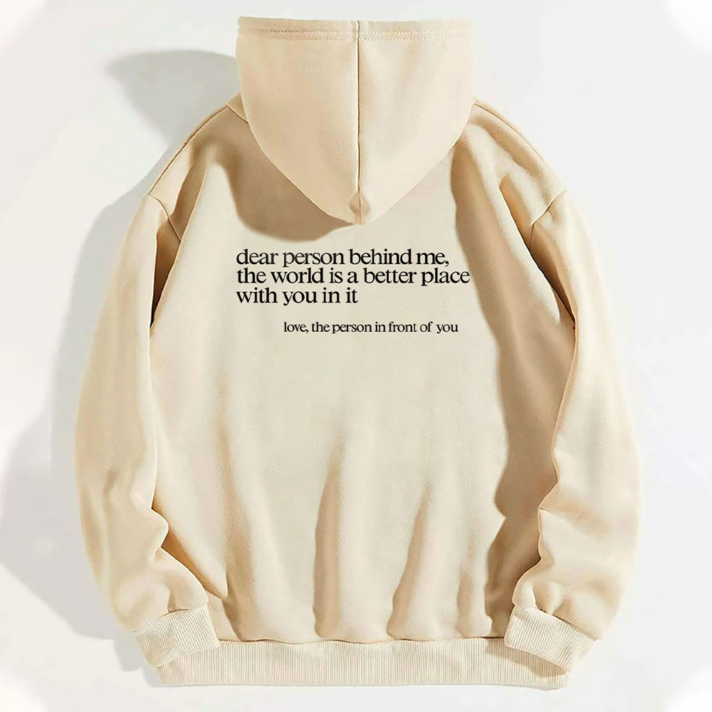 Letter Print Kangaroo Pocket Drawstring Hoodie