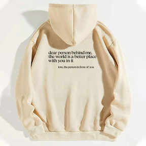 Letter Print Kangaroo Pocket Drawstring Hoodie