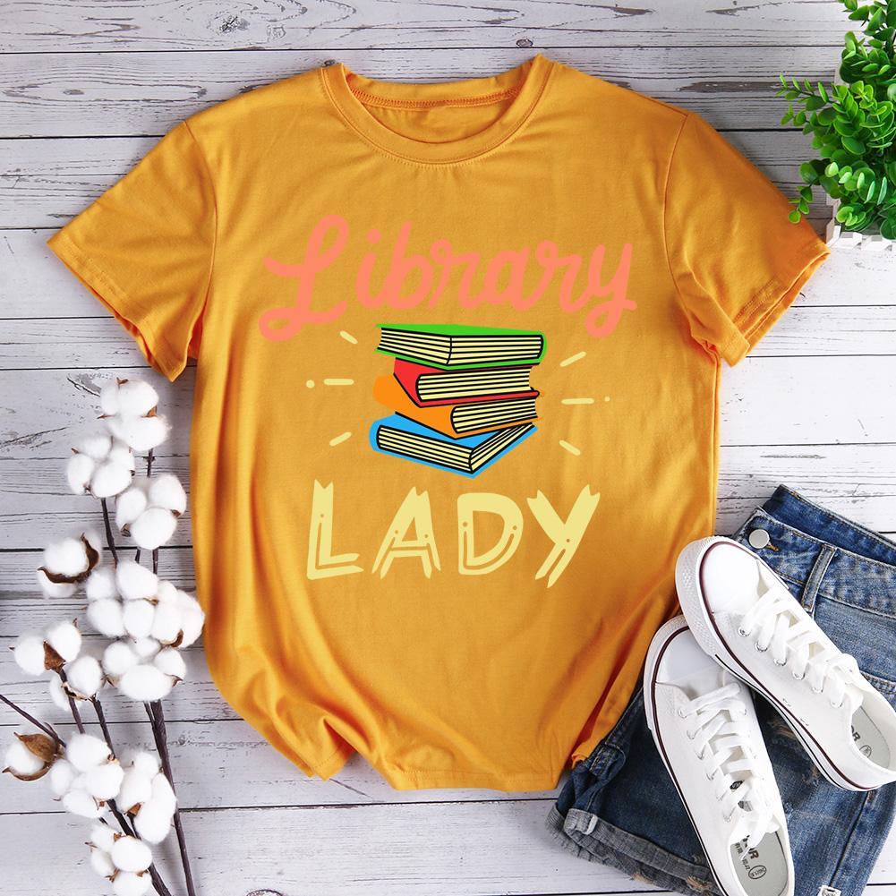 Library Lady Book Lovers Round Neck T-shirt