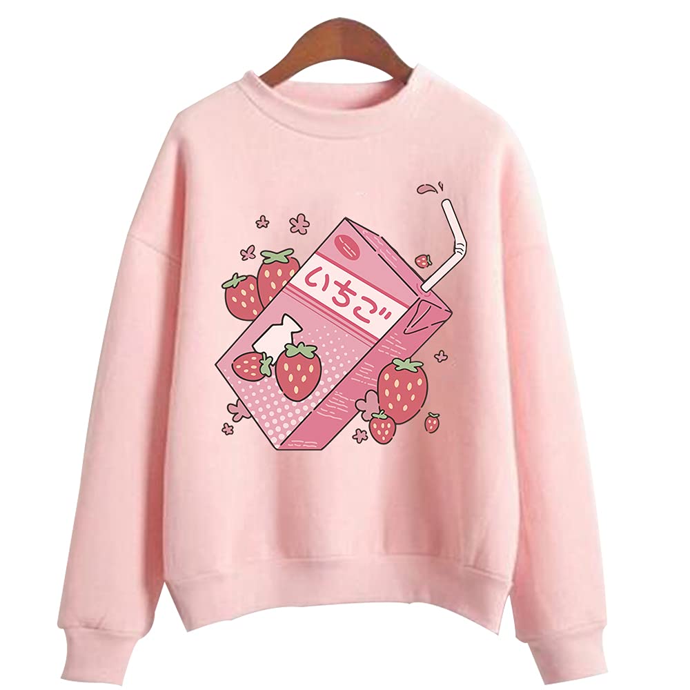 Strawberry Milk Cute Print Sweatshirt