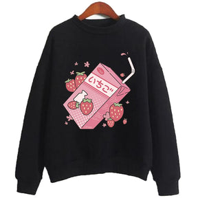 Strawberry Milk Cute Print Sweatshirt