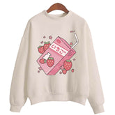 Strawberry Milk Cute Print Sweatshirt