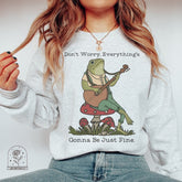 Frog Playing Banjo Print Sweatshirt