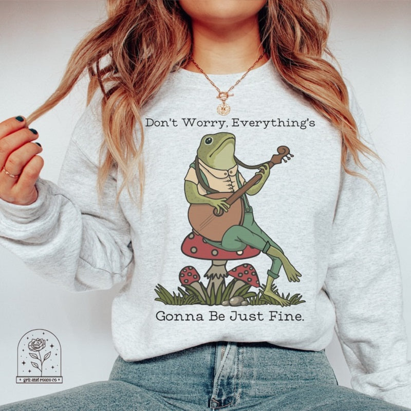 Frog Playing Banjo Print Sweatshirt