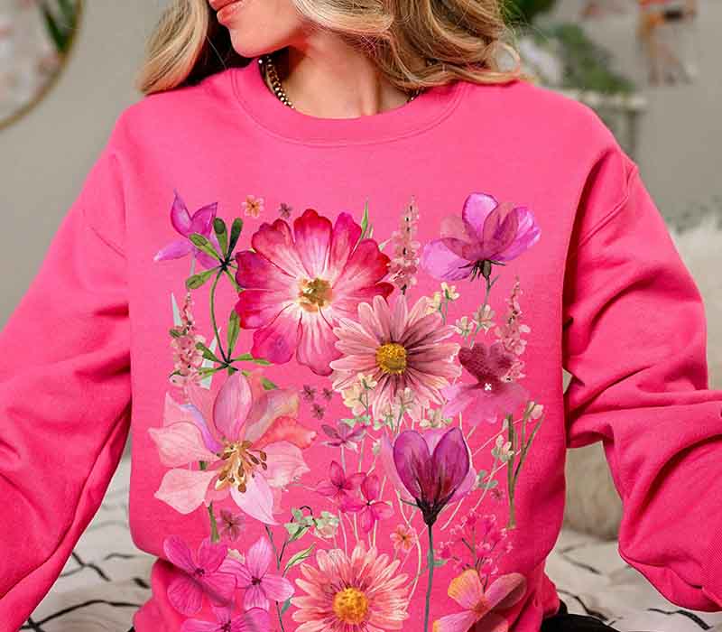 Vintage Wildflowers Pullover Sweatshirt