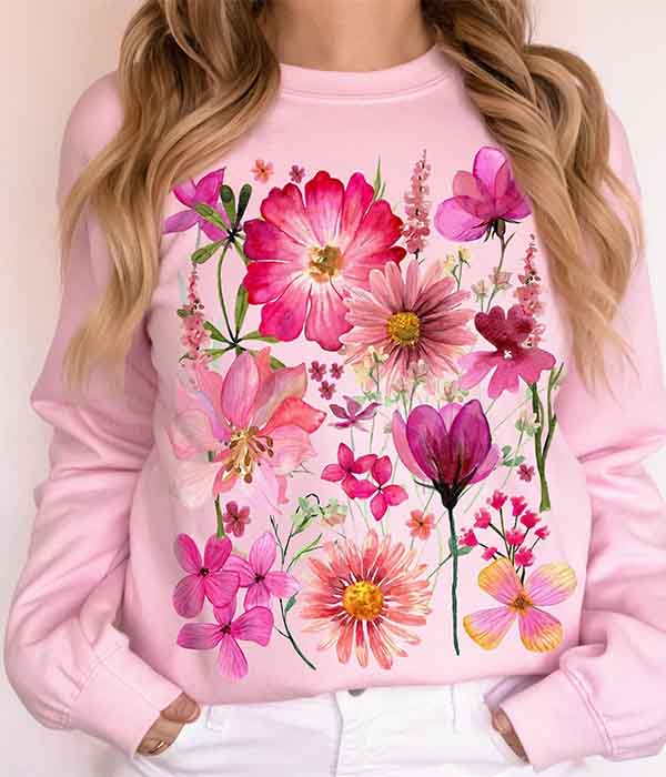 Vintage Wildflowers Pullover Sweatshirt