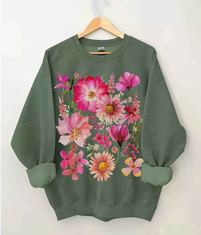 Vintage Wildflowers Pullover Sweatshirt