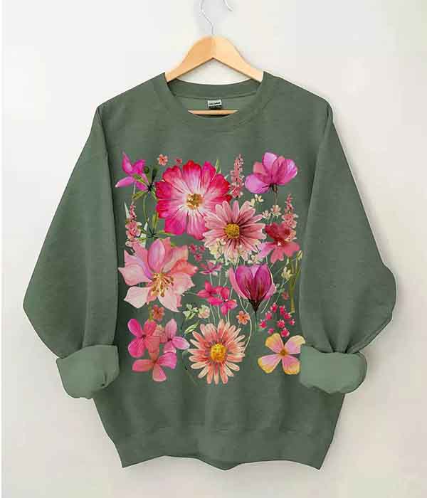 Vintage Wildflowers Pullover Sweatshirt